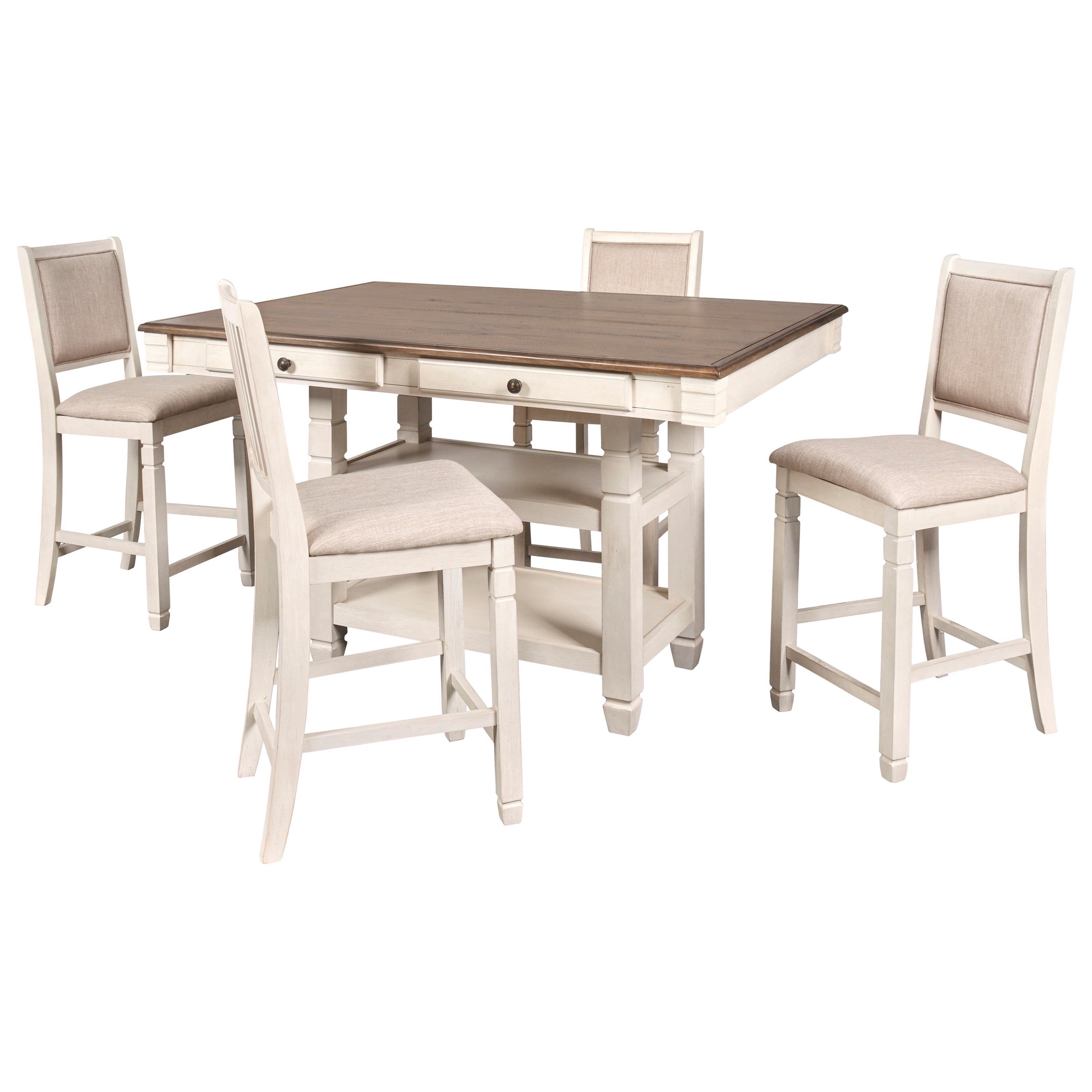 New Classic Prairie Point D058W12+4x22 Farmhouse 5Piece Table and
